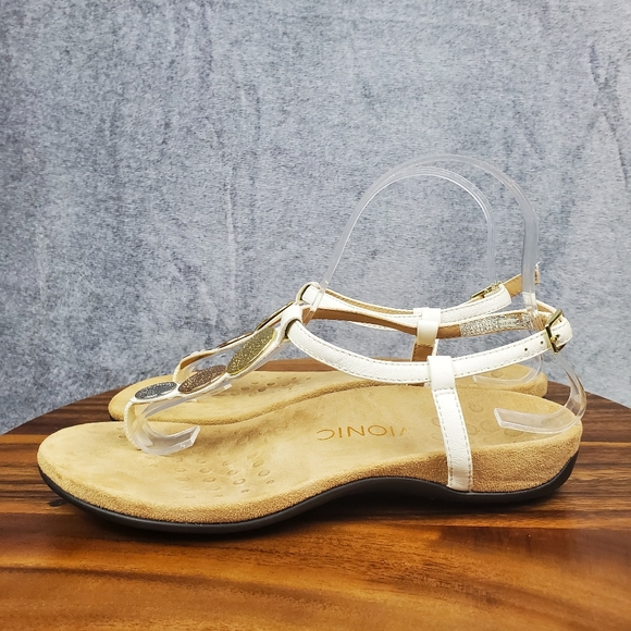 Vionic Lizbeth Sandals Women's 7 White Gold Metallic Buckle Strap - Picture 3 of 10
